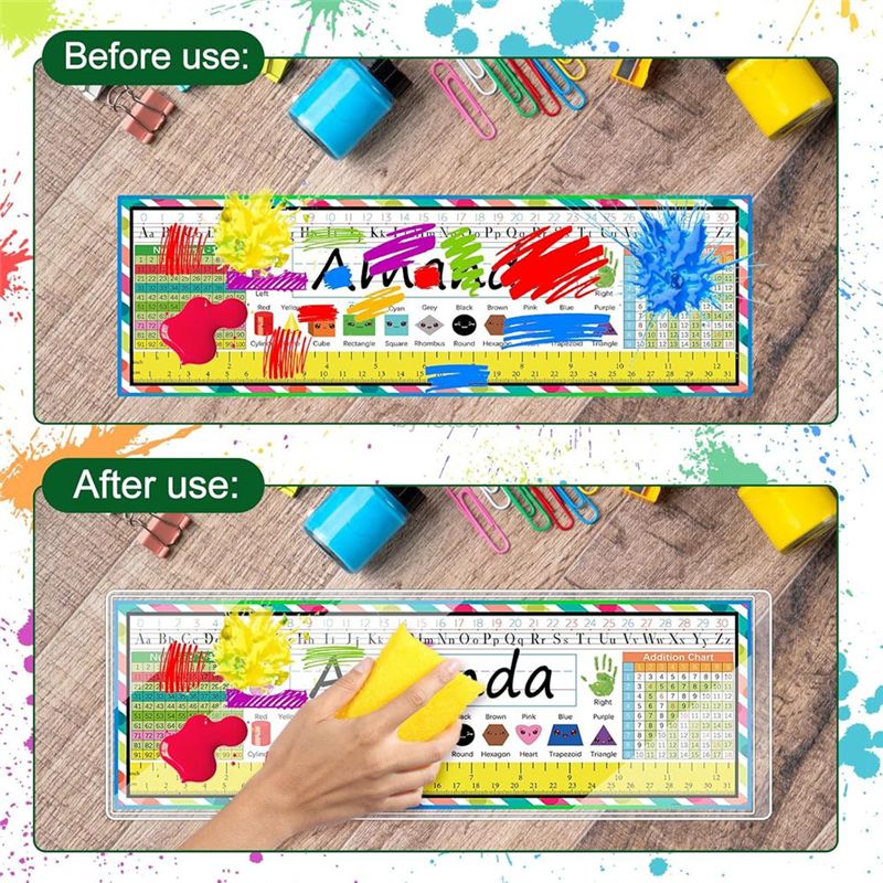 N34R-Clear Reusable Pocket Nam - Desk Name Plate 评论和价格